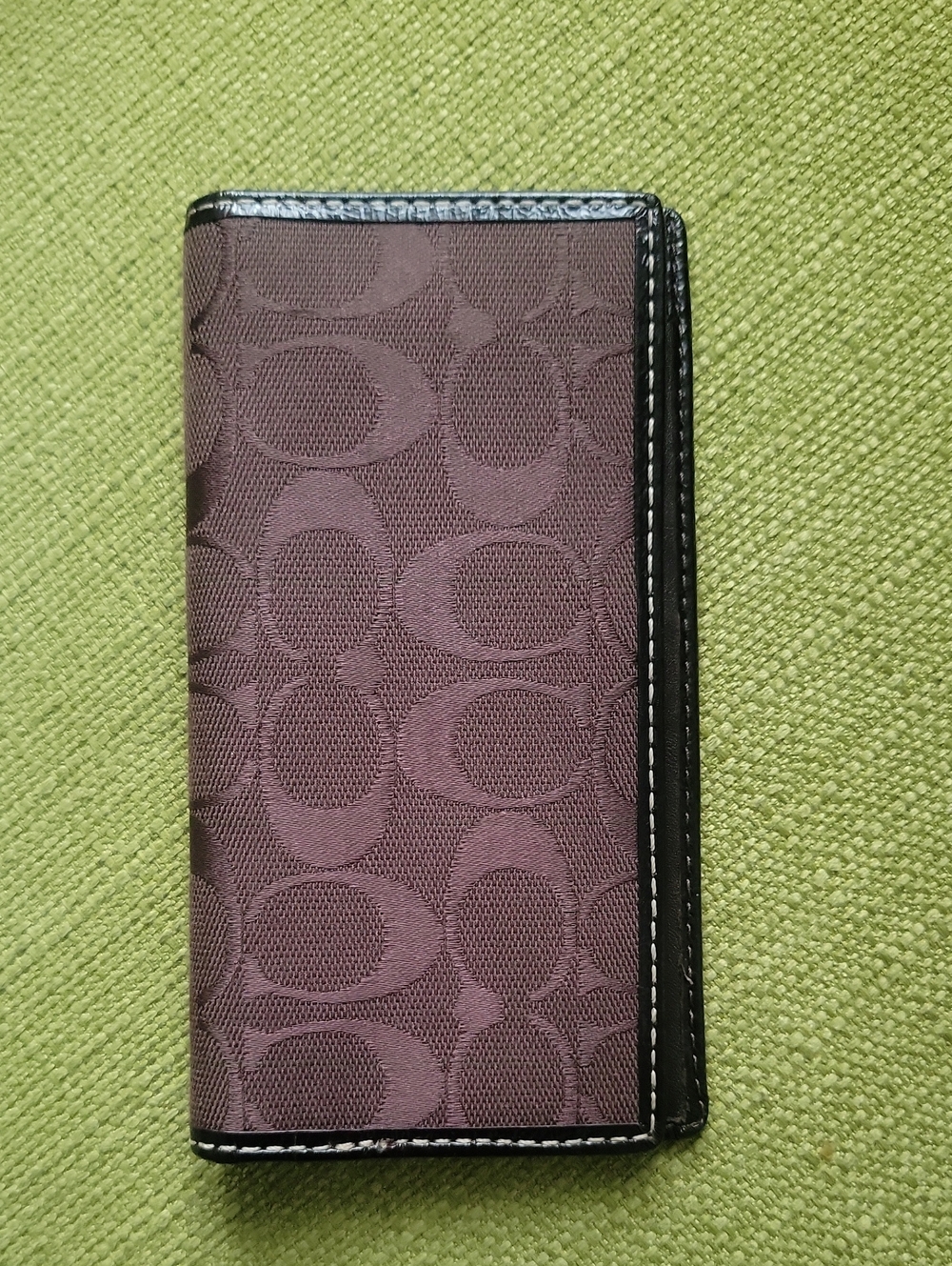 Coach Y2K Signature Jacquard C Checkbook Chocolate Brown with Black Trim